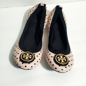 Tory Burch pale pink polka dot Minnie flats sz 7.5M